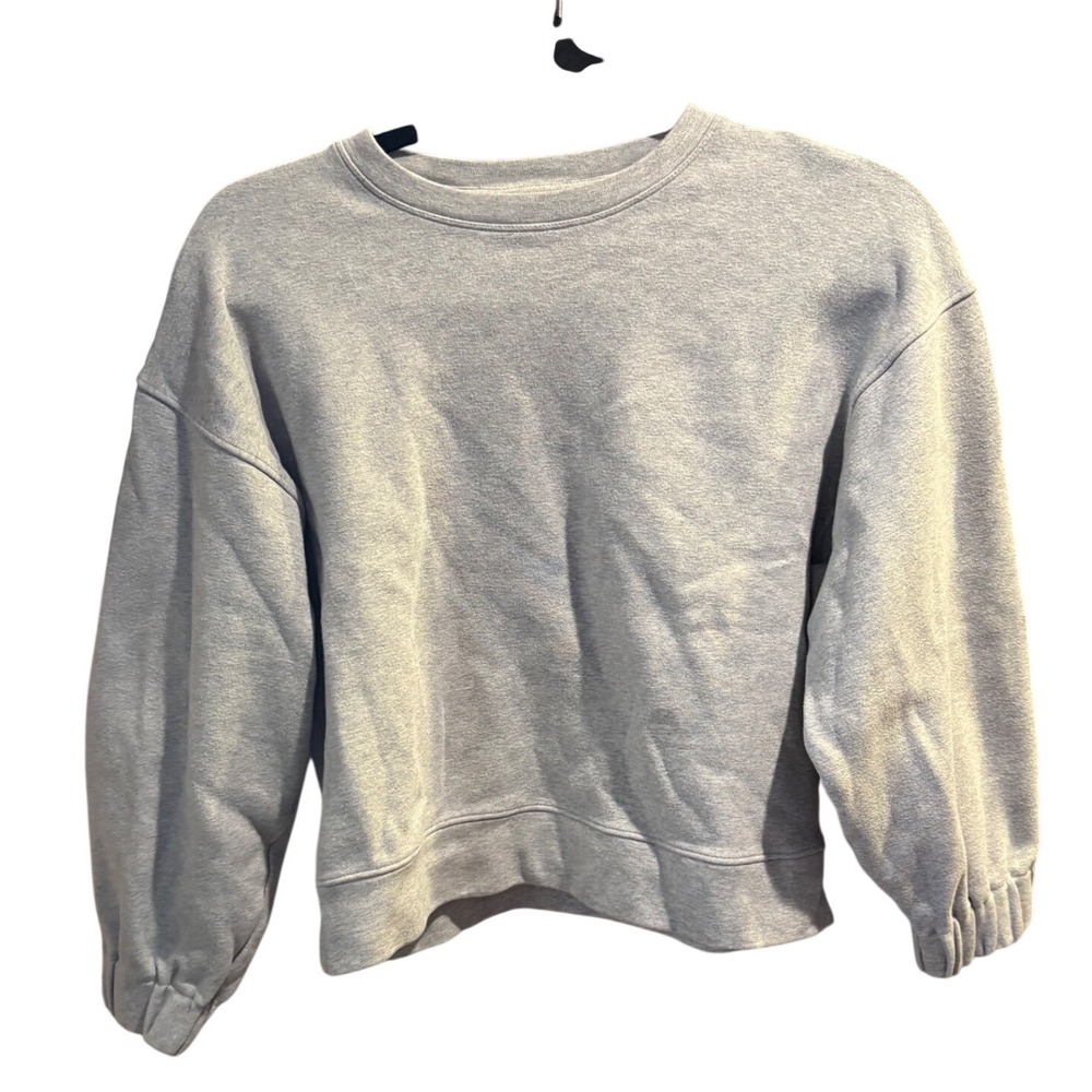 AYR The Locker Premium French Terry Cropped Crew Neck Sweatshirt Gray Size XS